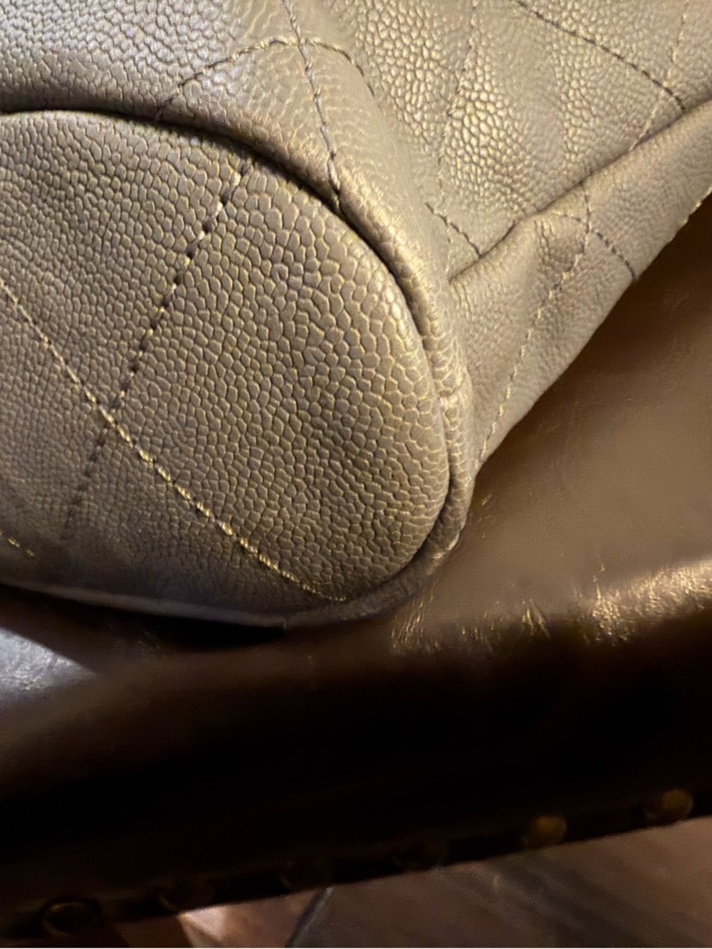 CHANEL Gray Quilted Caviar Leather Tote with Chain Straps - Picture 3 of 12